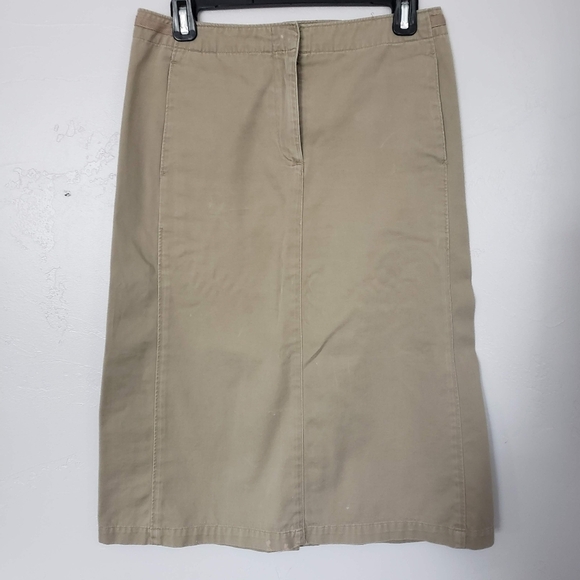 Bossini Dresses & Skirts - Bossini Ladieswear Womens Medium Dark Khaki Tan Denim Midi Skirt Business Casual